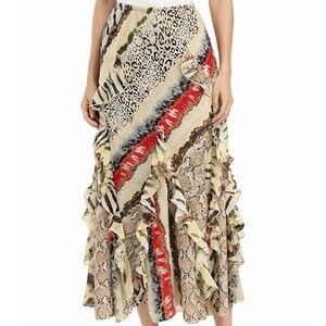 Vintage Leopard Layered Fairy Midi Skirt Dress M Indie Grunge It Girl 90s Boho